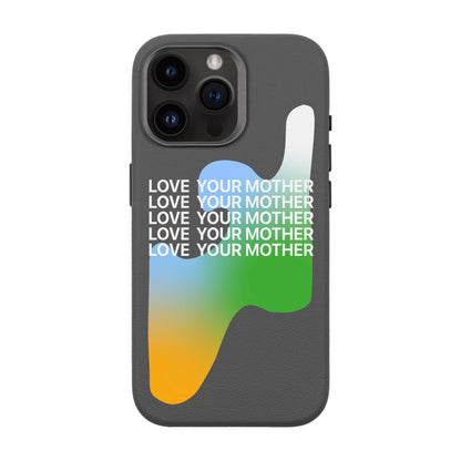 LOVE YOUR MOTHER-iPhone 14 Pro Max Leather Premium Kılıf MagSafe Özellikli