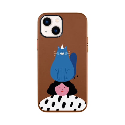 NAUGHTY CAT-iPhone 13 Mini Leather Kılıf
