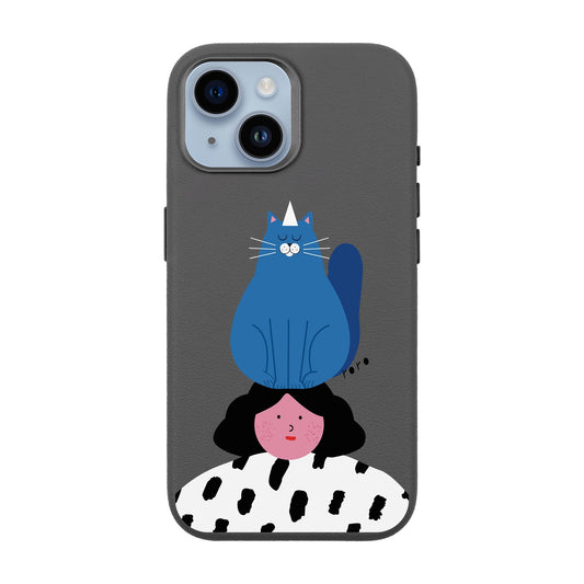NAUGHTY CAT-iPhone 14 Leather Premium Kılıf MagSafe Özellikli