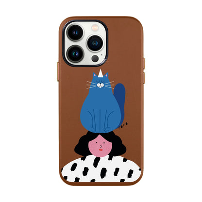 NAUGHTY CAT-iPhone 13 Pro Leather Kılıf