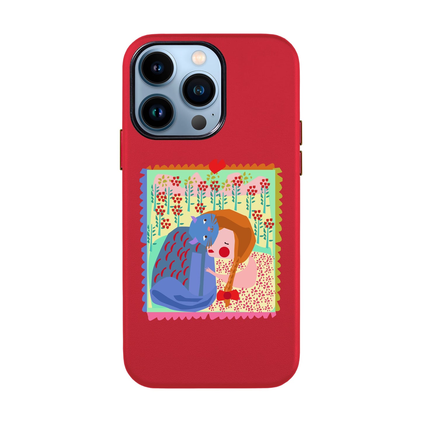 KEDİ POSTA PULU-iPhone 13 Pro Max Leather Kılıf