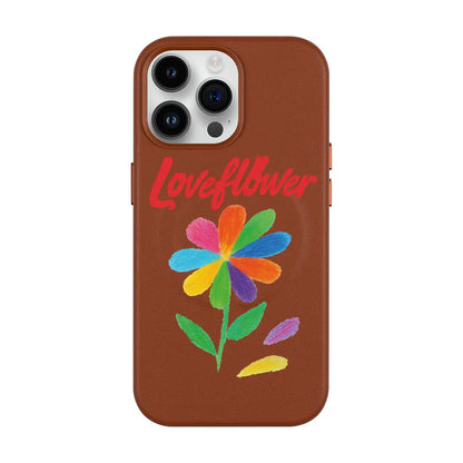 LOVE FLOWER-iPhone 14 Pro Max Leather Kılıf MagSafe Özellikli