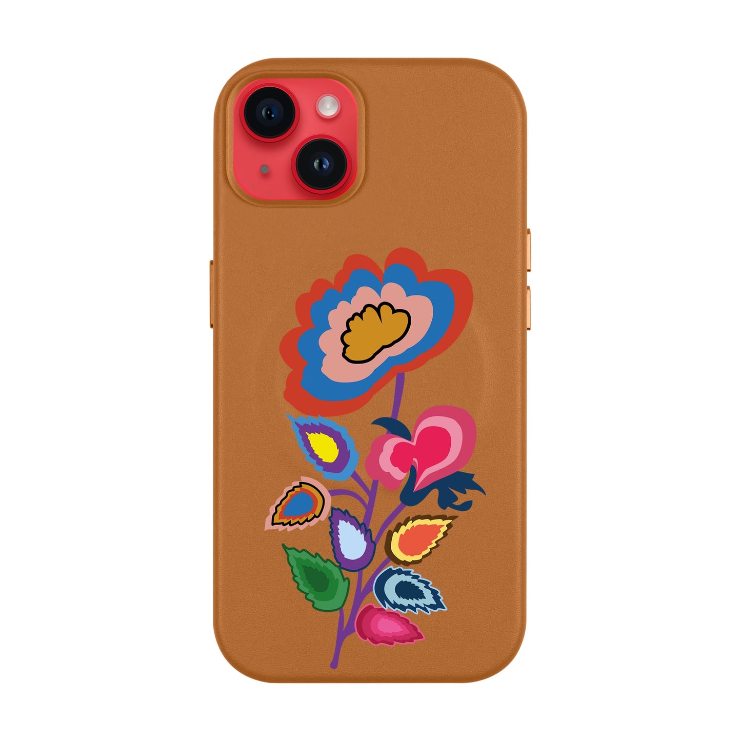 KNITTED FLOWER-iPhone 14 Plus Leather Kılıf MagSafe Özellikli