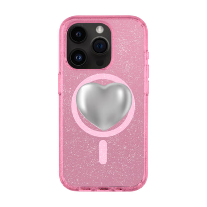 SILVER HEART-iPhone 14 Pro Shiny Kılıf MagSafe Özellikli