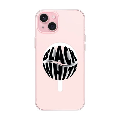 BLACK WHITE-iPhone 15 Plus Solid Kılıf MagSafe Özellikli