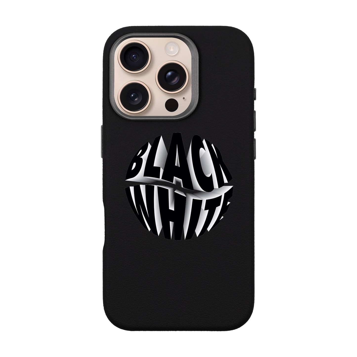 BLACK WHITE-iPhone 16 Pro Leather Premium Kılıf MagSafe Özellikli