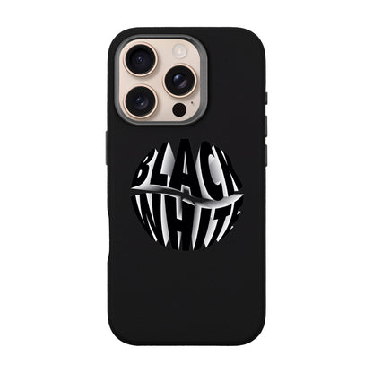 BLACK WHITE-iPhone 16 Pro Leather Premium Kılıf MagSafe Özellikli