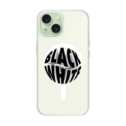 BLACK WHITE-Solid Kılıf MagSafe Özellikli - iPhone 15