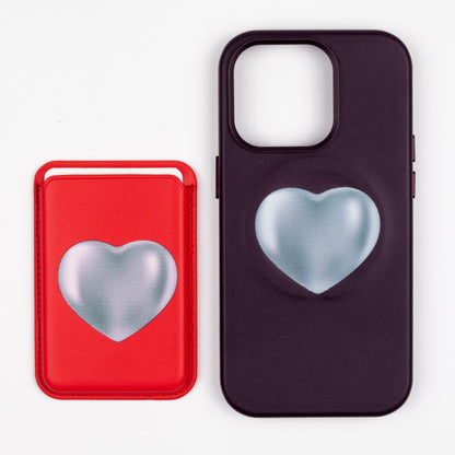 SILVER HEART-Leather Kılıf MagSafe Özellikli - iPhone 14