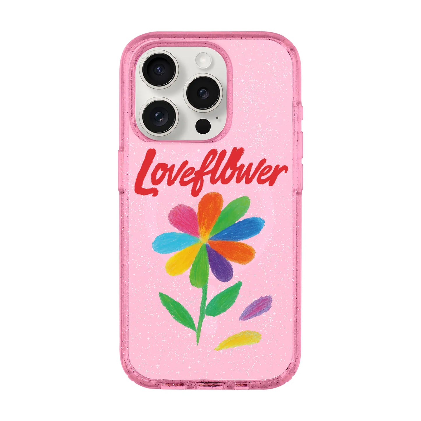 LOVE FLOWER-iPhone 15 Pro Shiny Kılıf MagSafe Özellikli