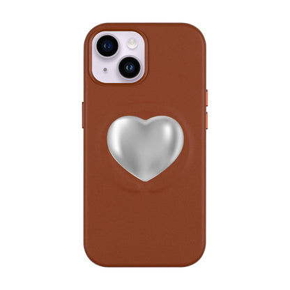 SILVER HEART-Leather Kılıf MagSafe Özellikli - iPhone 14