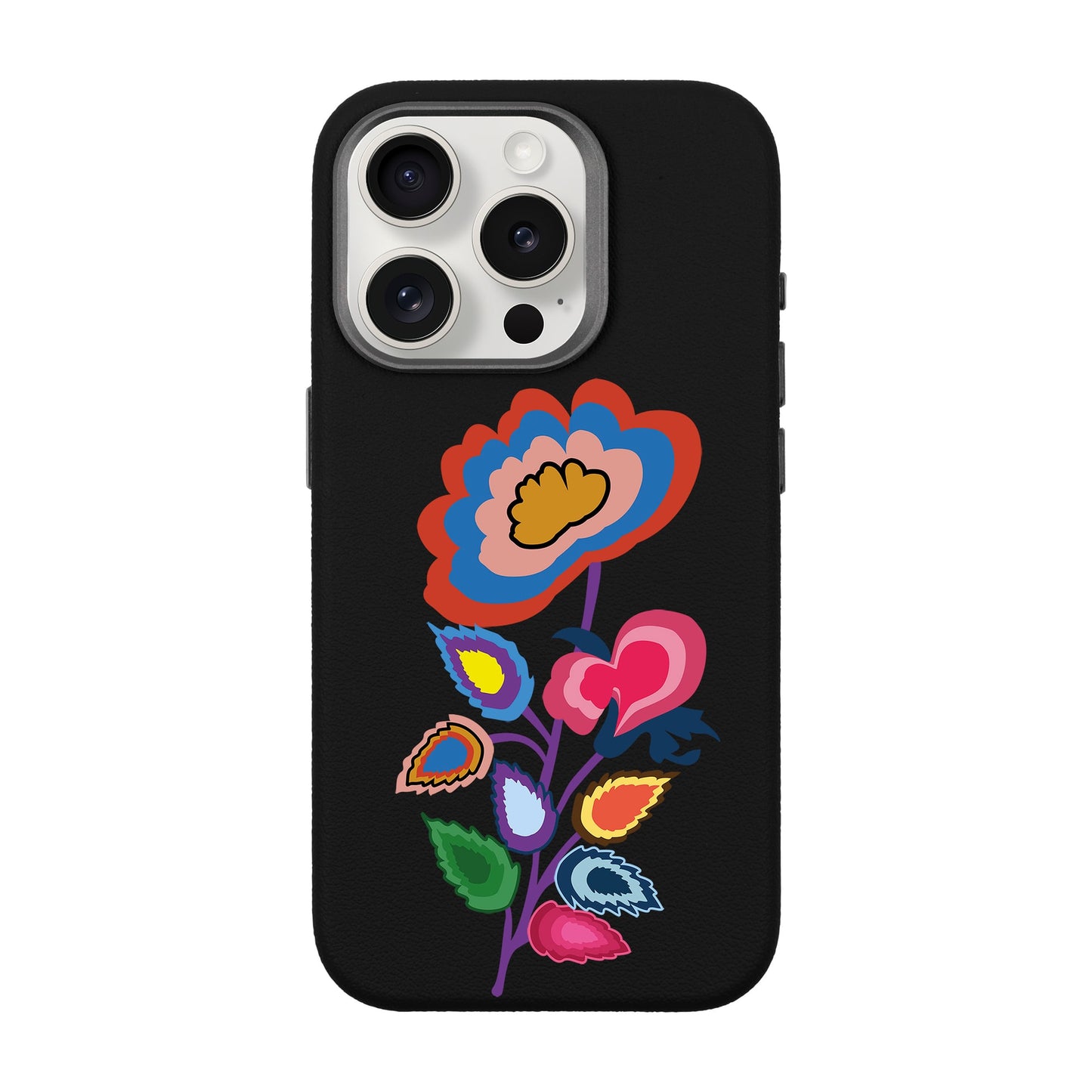 KNITTED FLOWER-iPhone 15 Pro Leather Premium Kılıf MagSafe Özellikli