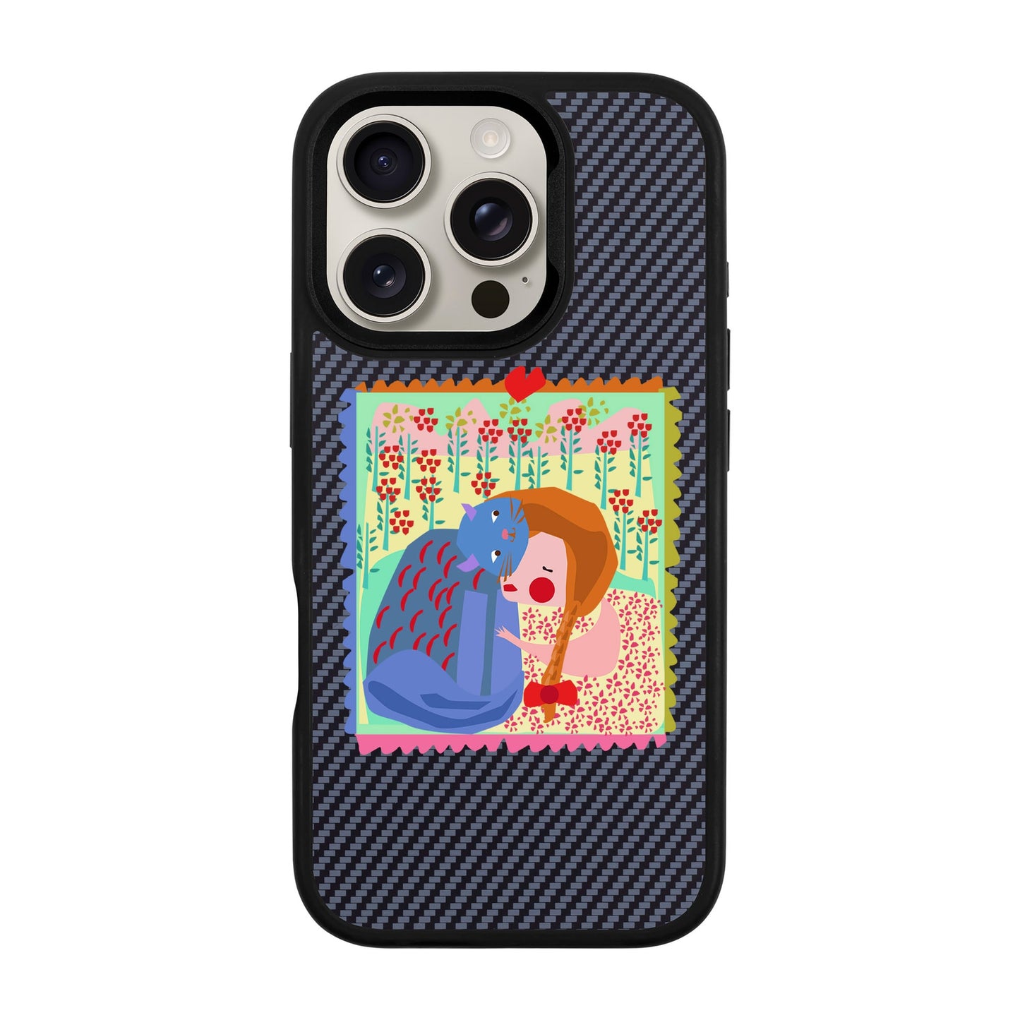 KEDİ POSTA PULU-iPhone 16 Pro Plaid Kılıf MagSafe Özellikli