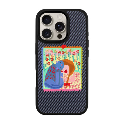 KEDİ POSTA PULU-iPhone 16 Pro Plaid Kılıf MagSafe Özellikli
