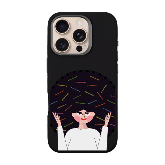 TANGLES OF HAPPINESS-iPhone 16 Pro Leather Premium Kılıf MagSafe Özellikli