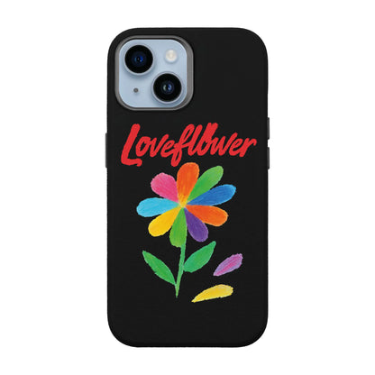 LOVE FLOWER-iPhone 14 Leather Premium Kılıf MagSafe Özellikli