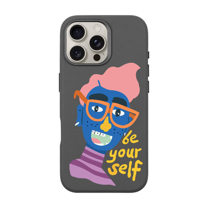 BE YOURSELF-iPhone 16 Pro Max Leather Premium Kılıf MagSafe Özellikli