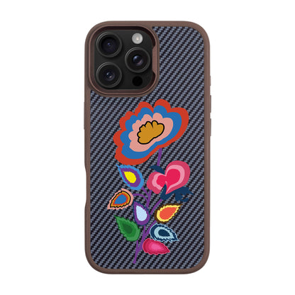 KNITTED FLOWER-iPhone 16 Pro Max Plaid Kılıf MagSafe Özellikli