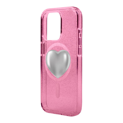 SILVER HEART-iPhone 15 Pro Max Shiny Kılıf MagSafe Özellikli