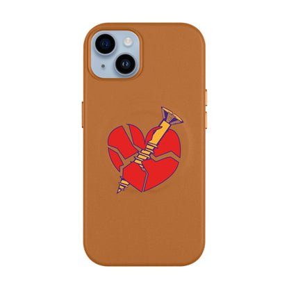 BROKEN HEART-iPhone 14 Plus Leather Kılıf MagSafe Özellikli