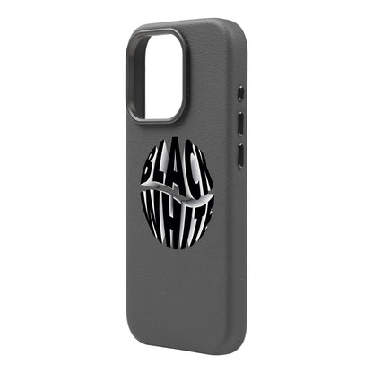 BLACK WHITE-iPhone 16 Pro Leather Premium Kılıf MagSafe Özellikli