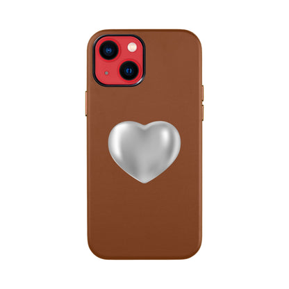 SILVER HEART-iPhone 13 Mini Leather Kılıf