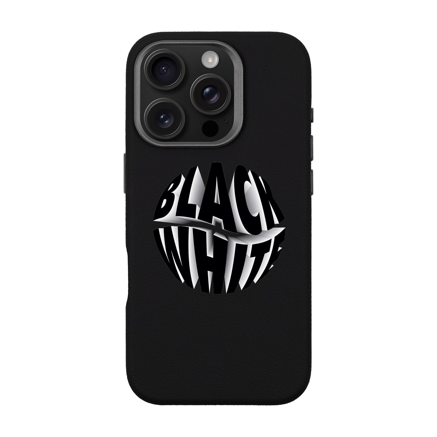 BLACK WHITE-iPhone 16 Pro Leather Premium Kılıf MagSafe Özellikli
