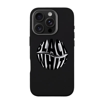 BLACK WHITE-iPhone 16 Pro Leather Premium Kılıf MagSafe Özellikli