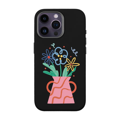 PINK VASE-iPhone 14 Pro Max Leather Premium Kılıf MagSafe Özellikli