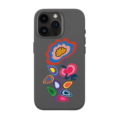 KNITTED FLOWER-iPhone 14 Pro Max Leather Premium Kılıf MagSafe Özellikli