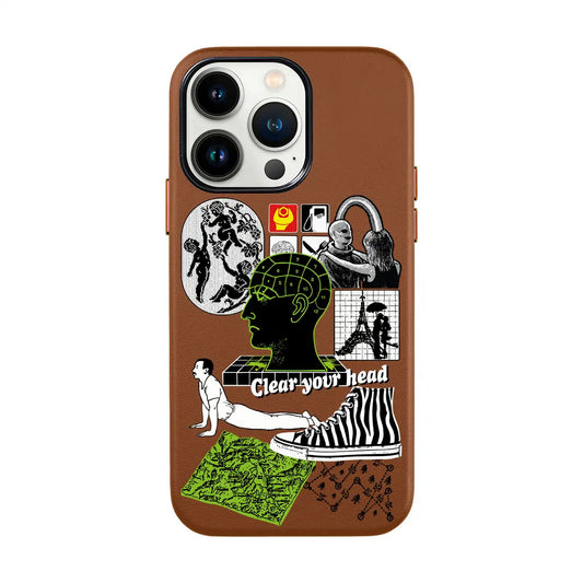 CLEAR YOUR HEAD-iPhone 14 Leather Kılıf
