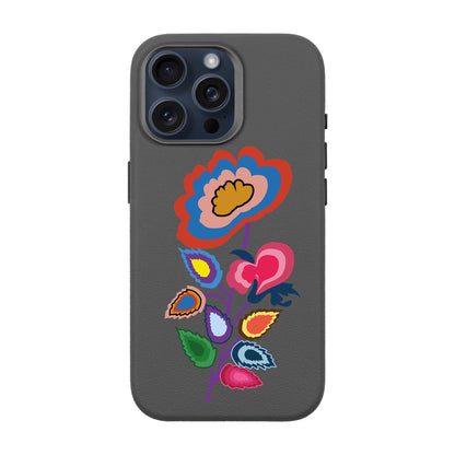 KNITTED FLOWER-iPhone 15 Pro Max Leather Premium Kılıf MagSafe Özellikli