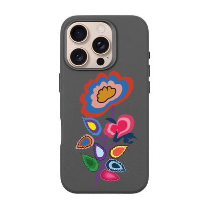 KNITTED FLOWER-iPhone 16 Pro Leather Premium Kılıf MagSafe Özellikli