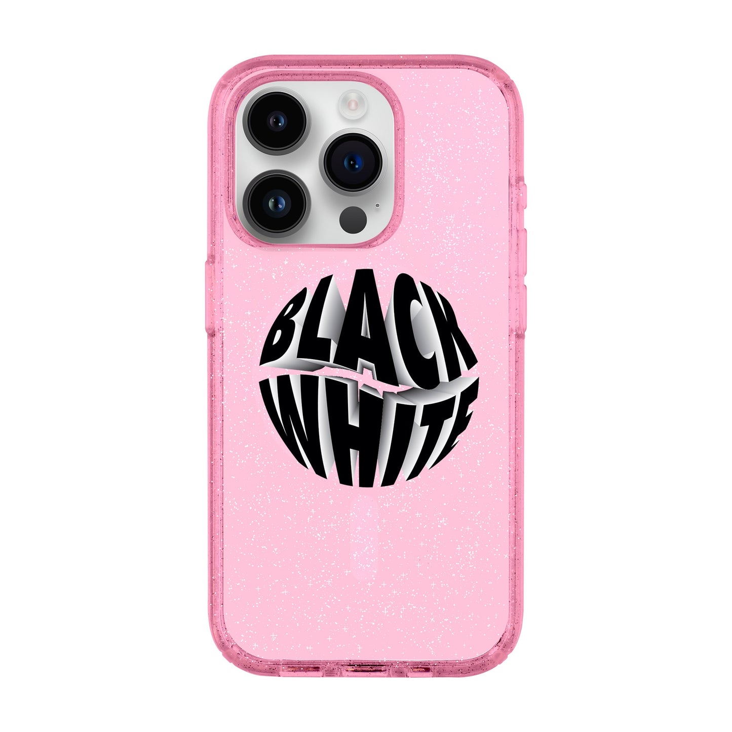BLACK WHITE-iPhone 14 Pro Shiny Kılıf MagSafe Özellikli
