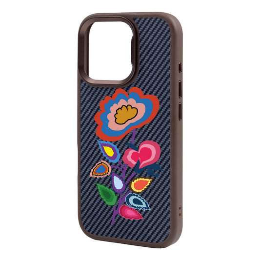 KNITTED FLOWER-iPhone 16 Pro Max Plaid Kılıf MagSafe Özellikli