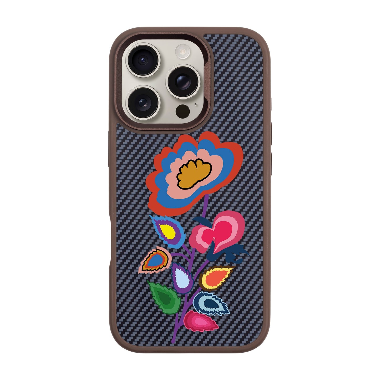 KNITTED FLOWER-iPhone 16 Pro Plaid Kılıf MagSafe Özellikli