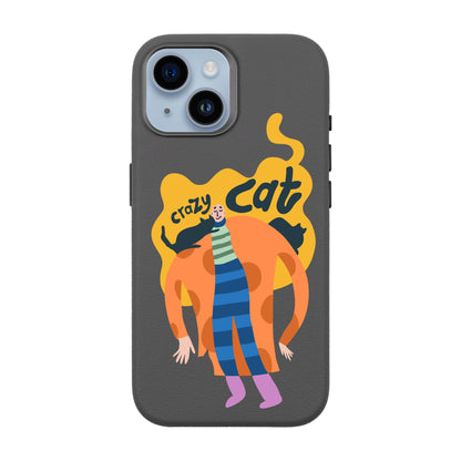 CRAZY CAT-iPhone 13 Leather Premium Kılıf MagSafe Özellikli