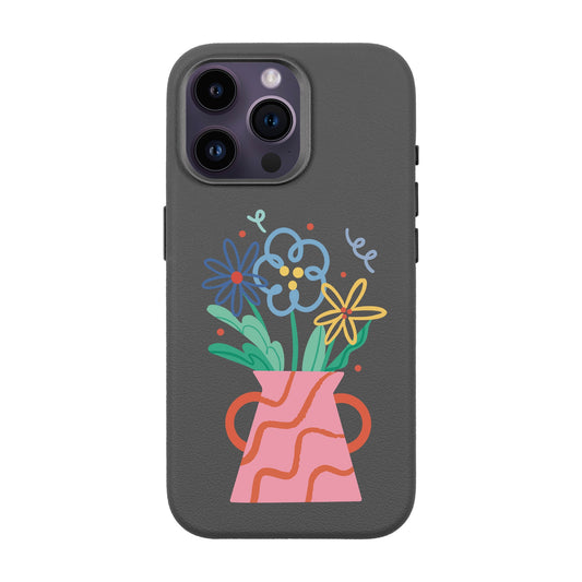 PINK VASE-iPhone 14 Pro Max Leather Premium Kılıf MagSafe Özellikli