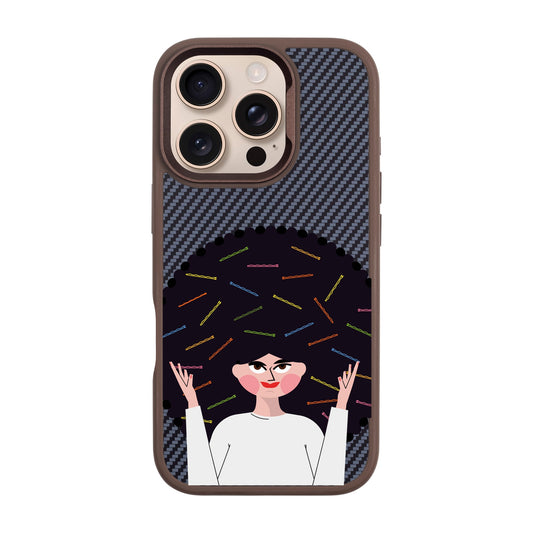 TANGLES OF HAPPINESS-iPhone 16 Pro Plaid Kılıf MagSafe Özellikli