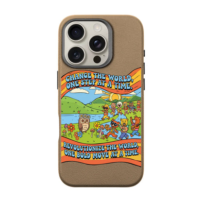CHANGE THE WORLD-iPhone 16 Pro Leather Premium Kılıf MagSafe Özellikli