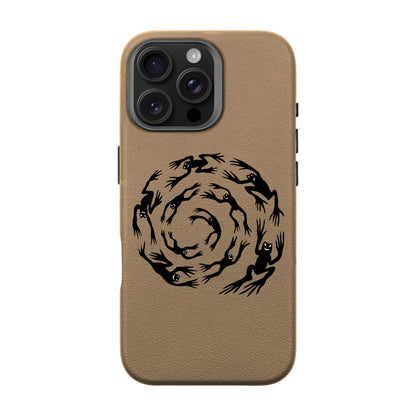 SWIRLING FROGS-iPhone 16 Pro Max Leather Premium Kılıf MagSafe Özellikli