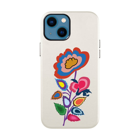 KNITTED FLOWER-iPhone 14 Leather Kılıf