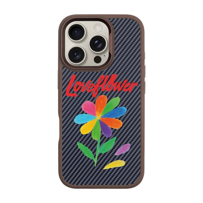 LOVE FLOWER-iPhone 16 Pro Plaid Kılıf MagSafe Özellikli