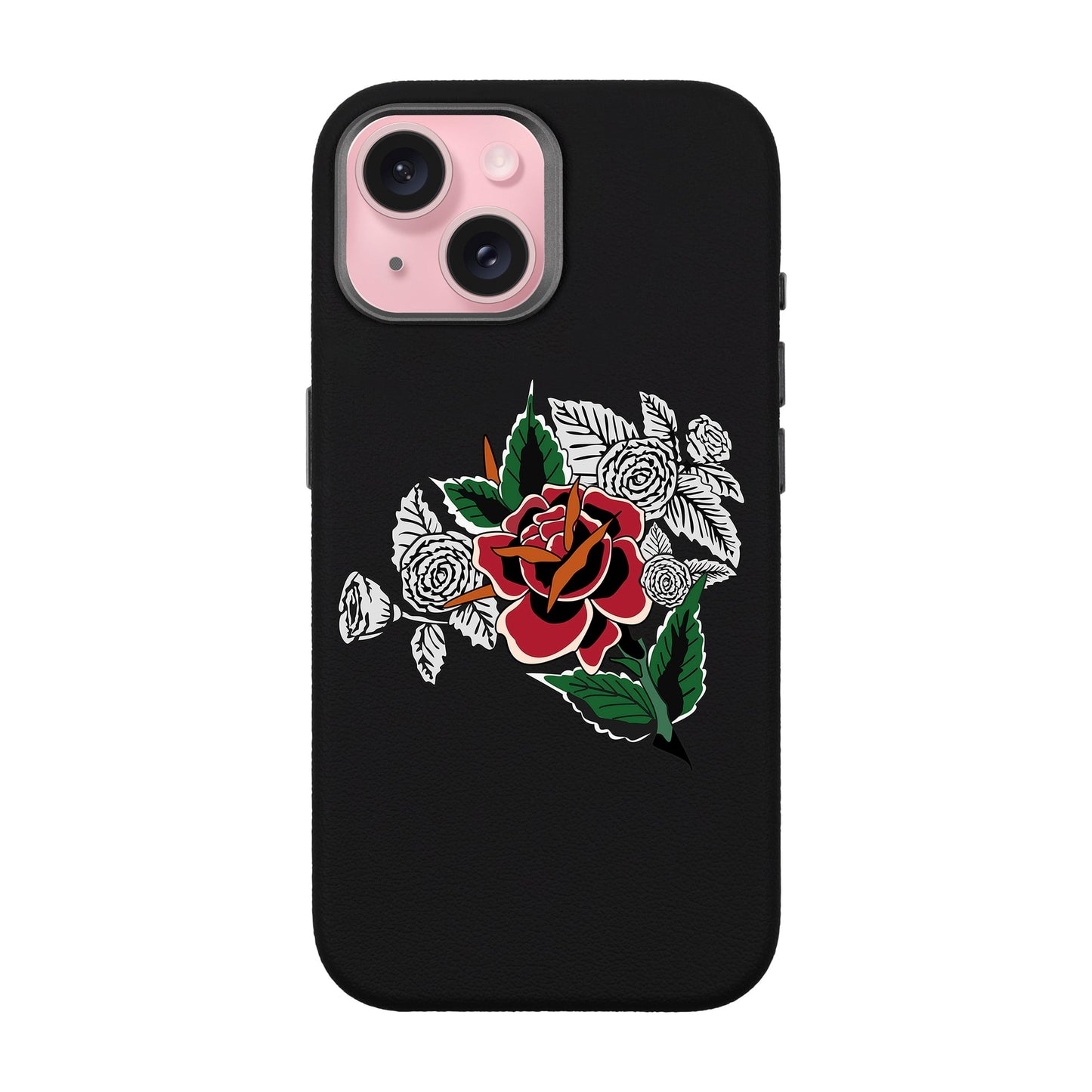 DRY ROSE-iPhone 15 Leather Premium Kılıf MagSafe Özellikli