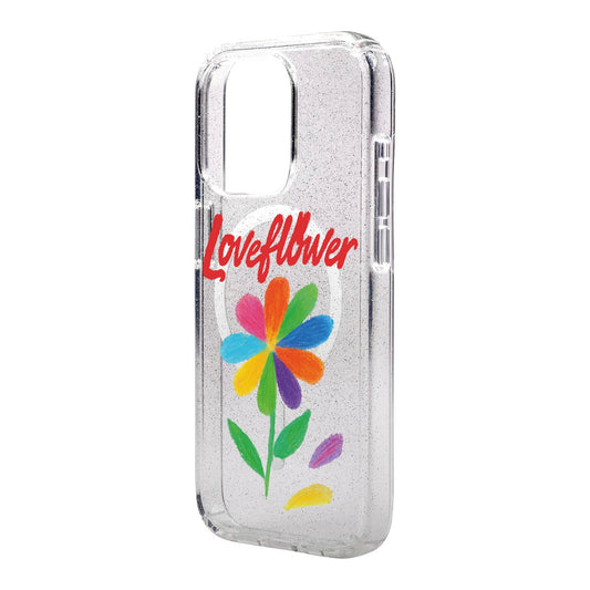 LOVE FLOWER-iPhone 14 Plus Shiny Kılıf MagSafe Özellikli