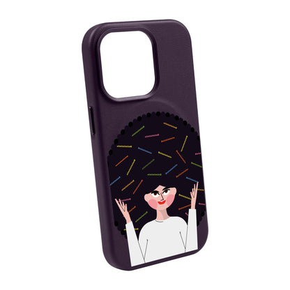 TANGLES OF HAPPINESS-Leather Kılıf MagSafe Özellikli - iPhone 13