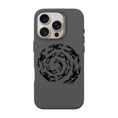 SWIRLING FROGS-iPhone 16 Pro Leather Premium Kılıf MagSafe Özellikli