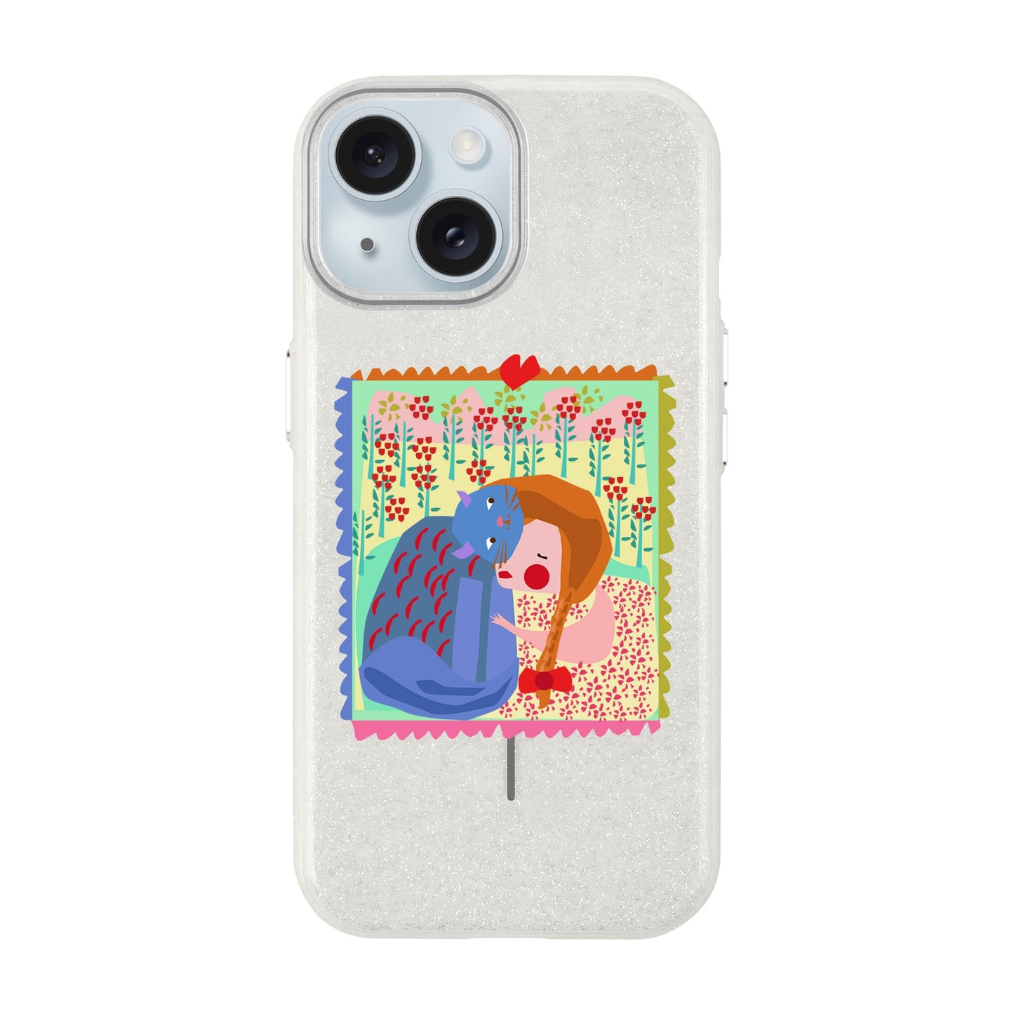 KEDİ POSTA PULU-iPhone 15 Plus Radiant Kılıf MagSafe Özellikli