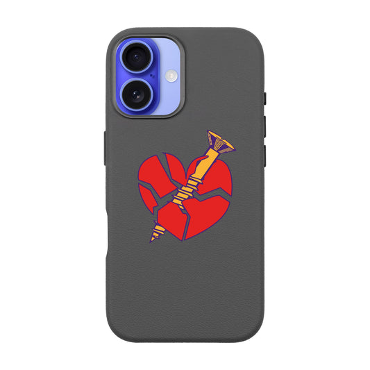 BROKEN HEART-iPhone 16 Plus Leather Premium Kılıf MagSafe Özellikli