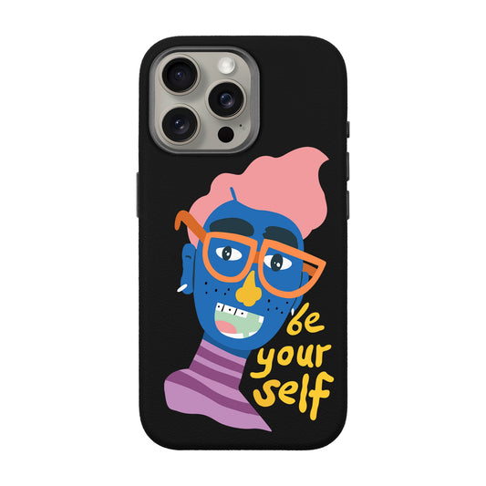BE YOURSELF-iPhone 15 Pro Max Leather Premium Kılıf MagSafe Özellikli